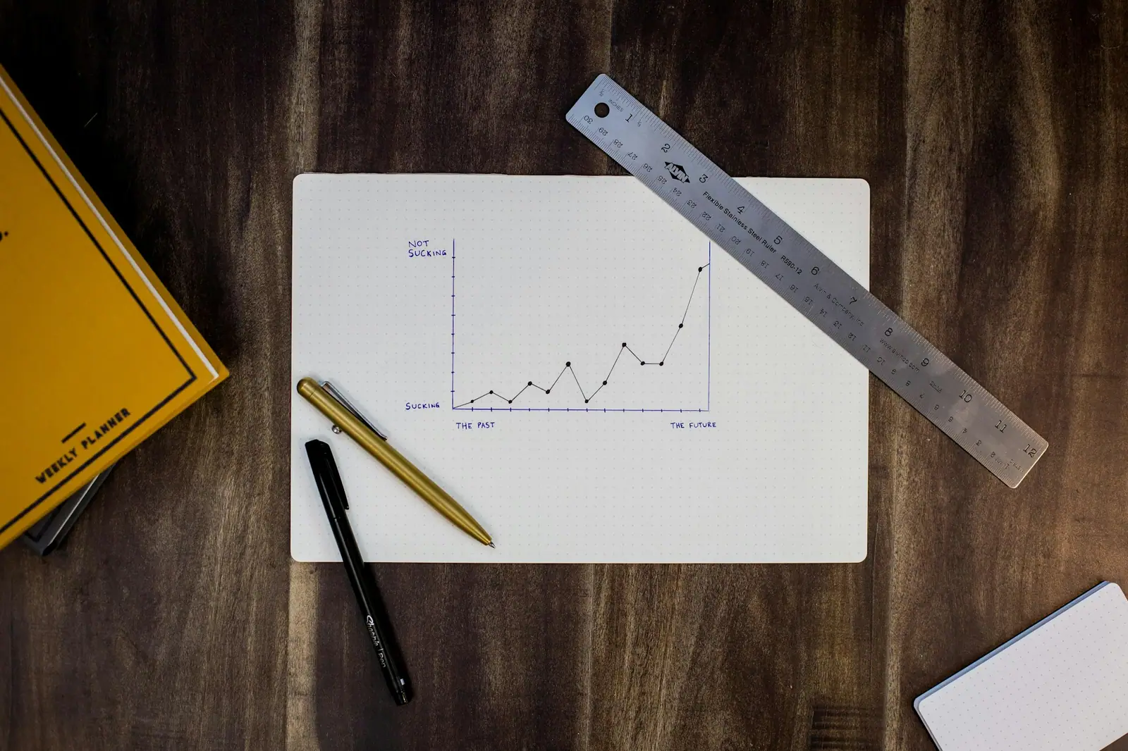 Gráfico de crecimiento dibujado a mano sobre papel